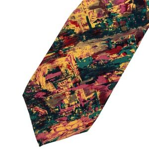 Miles Davis Abstract Silk Tie Mens Multicolor Jazz Art Painterly Made in USA 4in